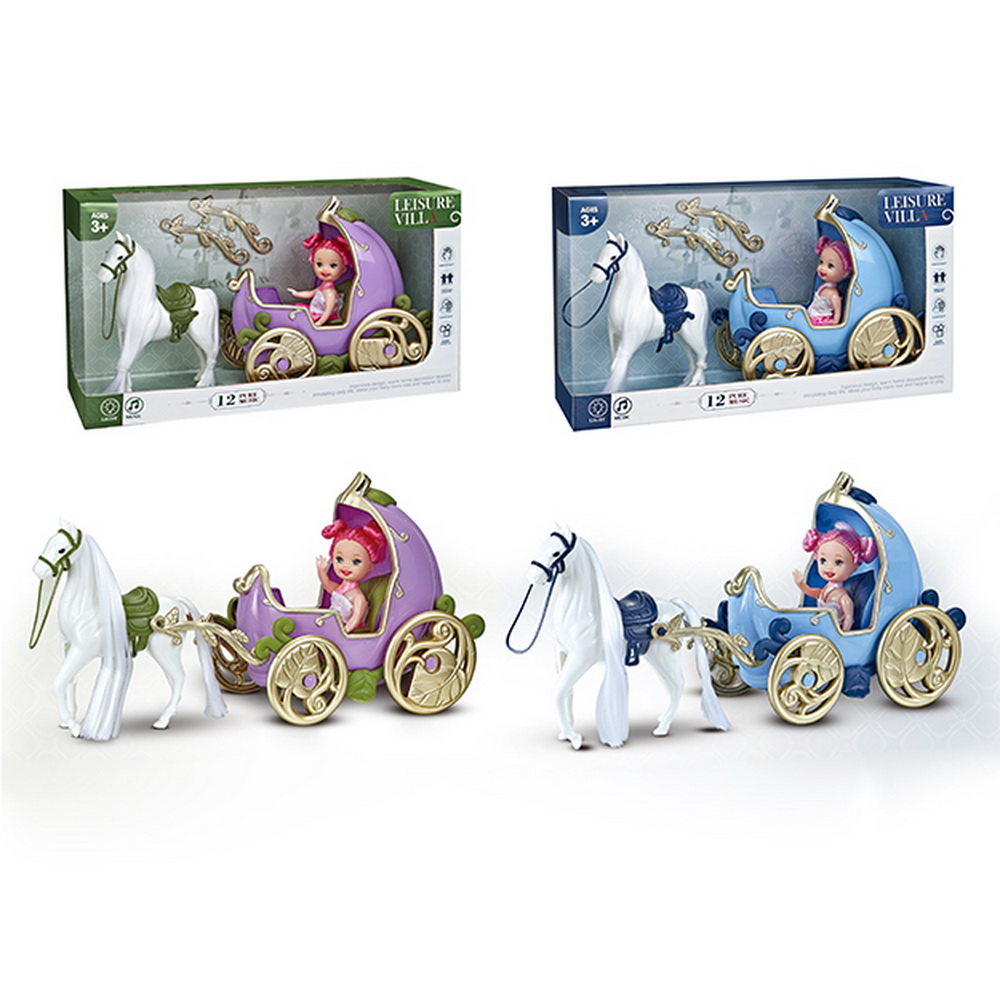 MINI CARRUAJE CON CABALLO Y MUÑEQUITA